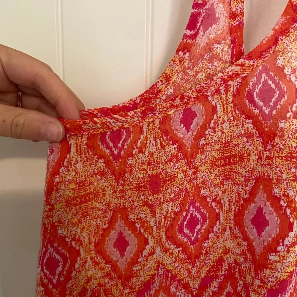 Girl’s multicolored pink‎ orange sequin front tank top — small